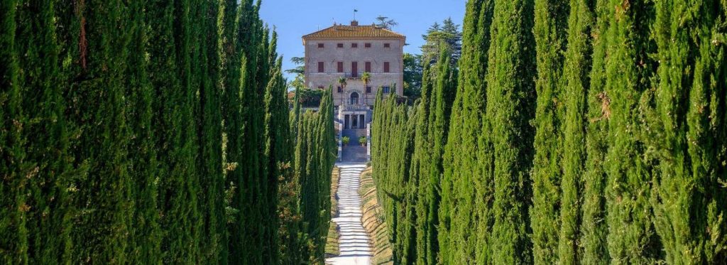 Viale con cipressi in fondo un villa di Amelia