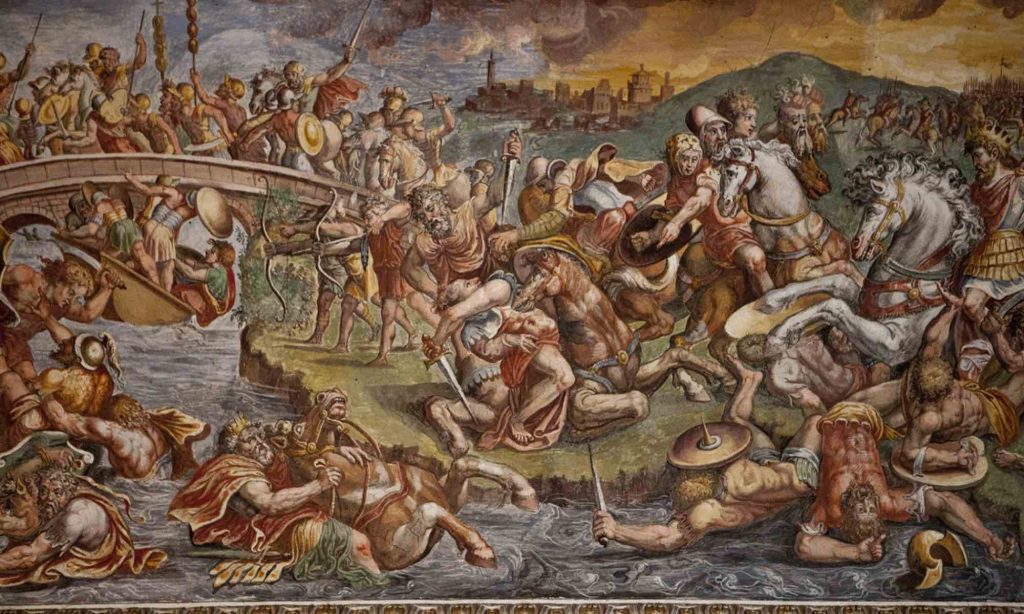 Affresco della battaglia di Ponte Milvio all'interno di Palazzo Petrignani di Amelia