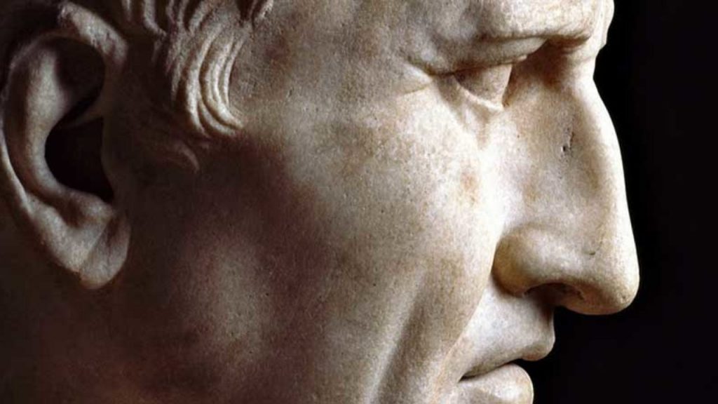 Particolare del busto in marmo di Cicerone