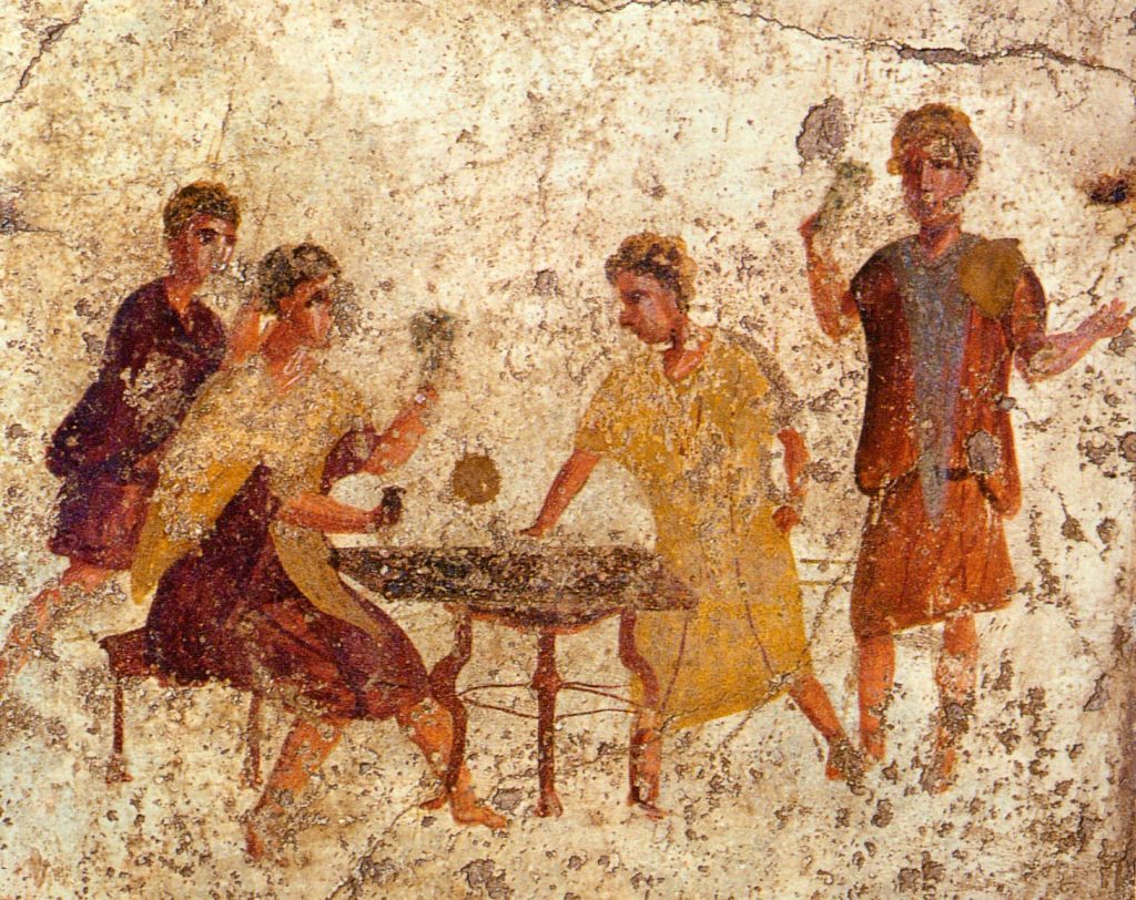 Affresco di giocatori di dadi a Pompei